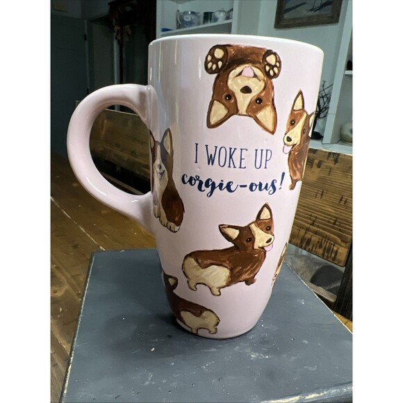 Corgi Travel Mug w/Lid 20 Oz “I Woke Up Corgie-ous!” Pink & Brown Sheffield Home - Picture 3 of 8